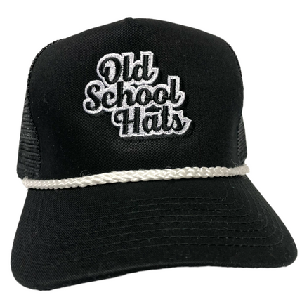 Old School OSH Black Mesh Trucker Snapback Cap Custom Embroidery Plus FREE Surprise Hat