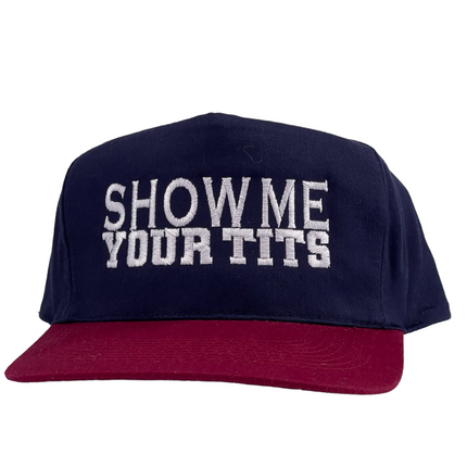 SHOW ME YOUR TITS Vintage Stapback Cap Hat Funny For Him or Her Custom embroidered