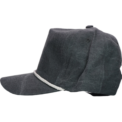 Retro Vintage Style Charcoal Gray Mid Crown Hat Cap with White Rope