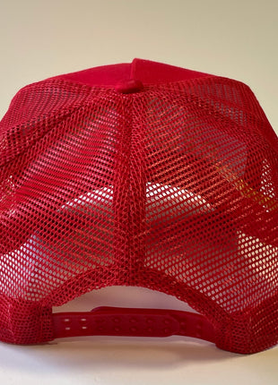 RUN THE DANG BALL Gold and Red on a Rope Mesh Trucker Snapback Cap Hat Custom Embroidered