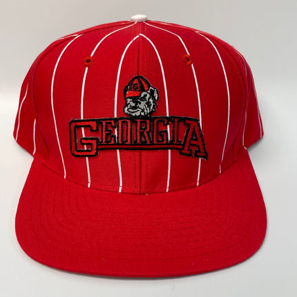 Custom Georgia Bulldogs Dawg Pinstripe Vintage Red SnapBack Hat Cap Ready to Ship