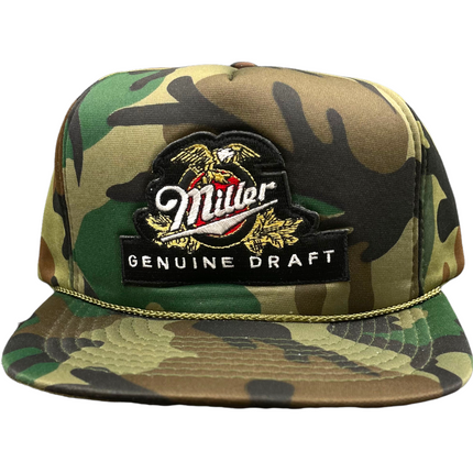 Custom Miller genuine draft beer camo vintage rope Snapback hat Ready to ship