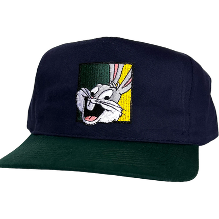 Custom Bugs Bunny patch Vintage Navy Crown Green Brim Strapback Hat Cap