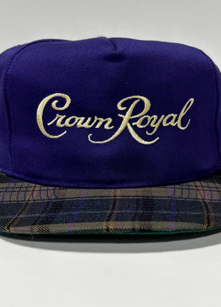 CROWN Vintage Purple Plaid Brim Mid Crown SnapBack Cap Hat Custom Embroidered
