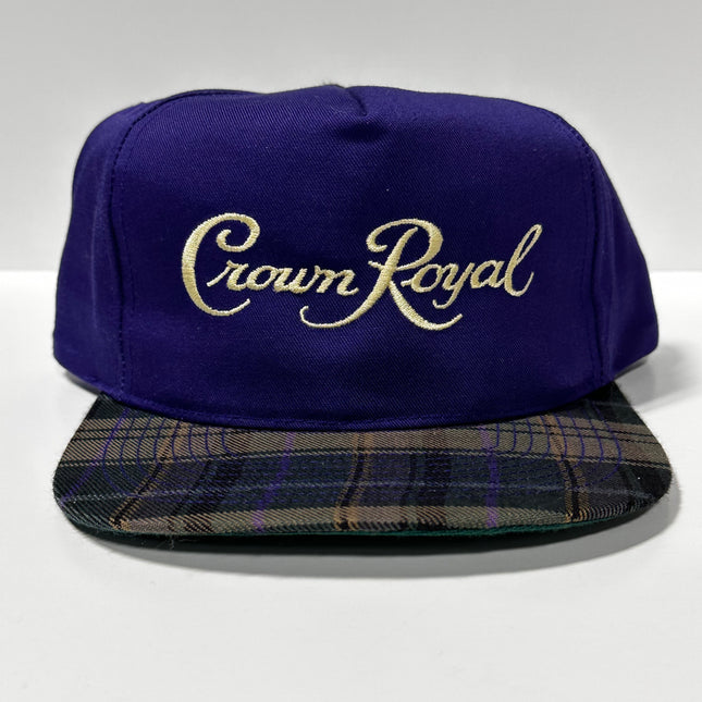 CROWN Vintage Purple Plaid Brim Mid Crown SnapBack Cap Hat Custom Embroidered