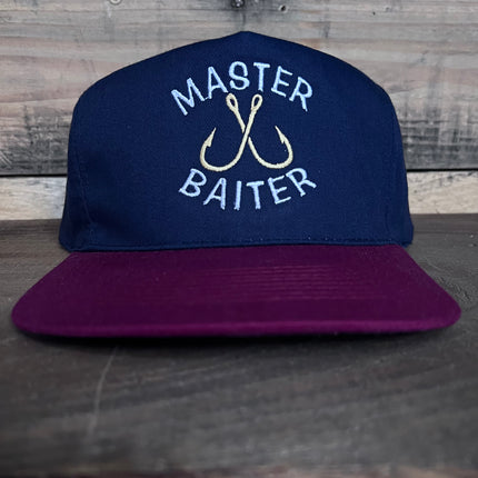 Master Baiter Fishing Vintage Strapback Hat Cap Custom Embroidery