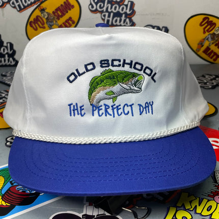 The Perfect Day Bass Fishing Vintage Golf Rope Snapback Cap Hat Custom Embroidered
