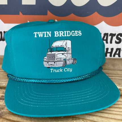 Vintage Twin Bridges Mac Truck City Rope SnapBack Hat Cap