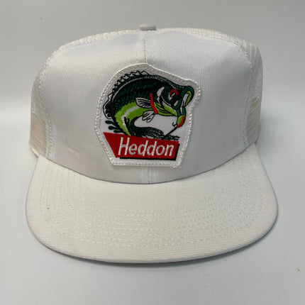 Custom Heddon Fish Vintage White Mesh Trucker SnapBack Hat Cap Ready to ship