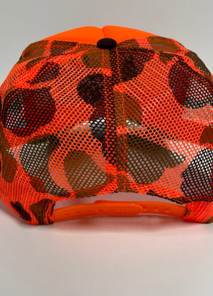 Deer Hunting Season Orange Camo Mesh Trucker Snapback Cap Hat Custom Embroidered
