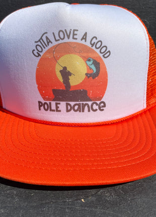Gotta love a good pole dancer on a Vintage Orange Mesh Trucker Snapback Hat Cap Funny Custom Printed