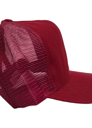 Vintage Blank Maroon High Crown Trucker Hat