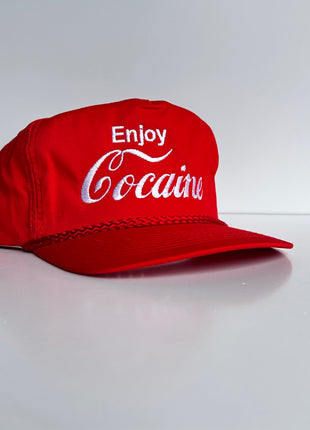 Custom Enjoy Cocaine Vintage Rope SnapBack Cap Hat Custom Embroidered