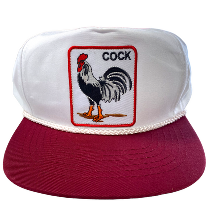 Custom Cock Rooster Chicken patch on Vintage SnapBack Hat Cap