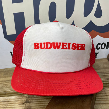 Original Vintage Budweiser Beer Mesh Snapback Trucker Hat Cap