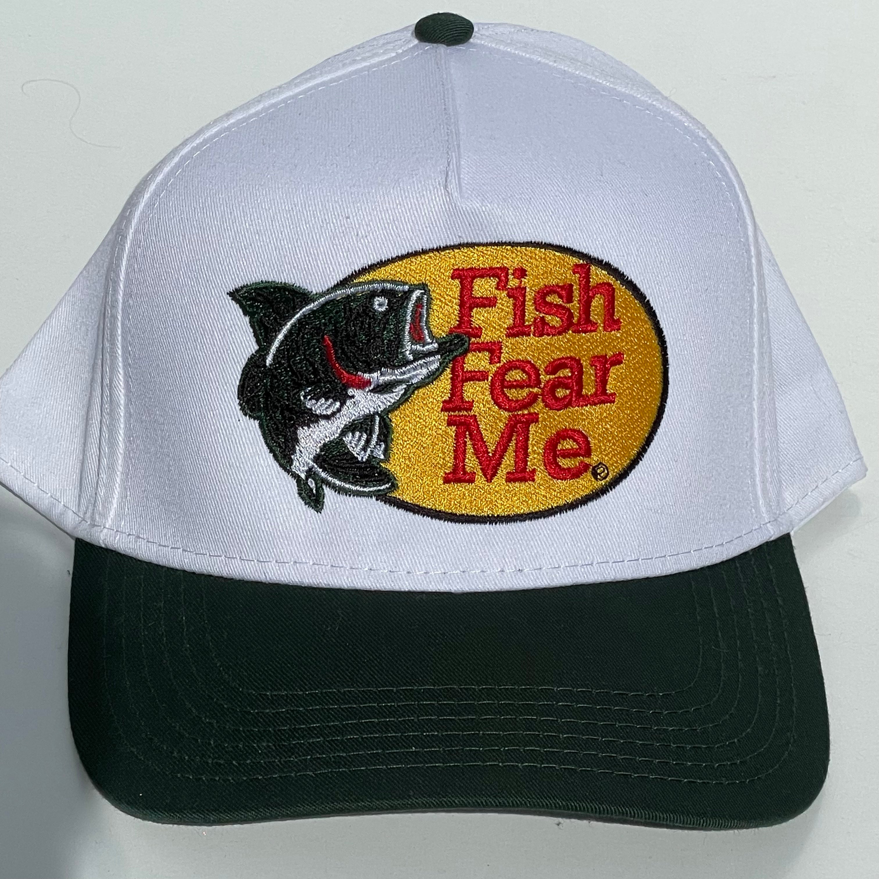Fish Fear Me Custom Embroidered Golf Hat Green brim Snapback Cap Hat