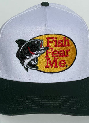 Fish Fear Me Custom Embroidered Golf Hat Green brim Snapback Cap Hat