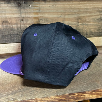 Custom Mallard Duck Vintage Rope Purple Brim Black Mid Crown Snapback Cap Hat
