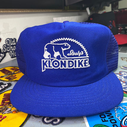 Vintage Klondike Bar Icecream Blue Mesh Trucker Snapback Hat Cap Made in USA