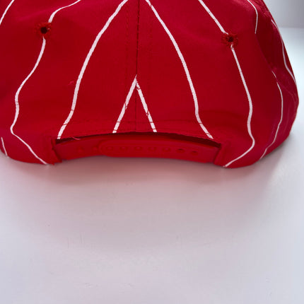 Georgia Script Vintage Red White Pinstripe Mid Crown Snapback Cap Hat Custom Embroidery