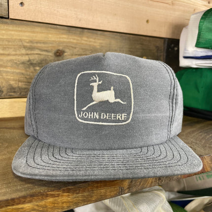 Vintage John Deere Gray Snapback Cap Hat Louisville MFG Co Made in USA