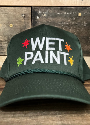 Wet Paint Vintage Green SnapBack Hat Cap with Green rope Custom Embroidery