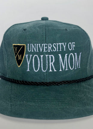 University of Your Mom SnapBack Custom Embroidered Stone washed green