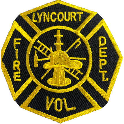 Vintage Lyncourt Fire Department Firefighter Fireman Black and Gold 3.5” Sew On Circle Patch