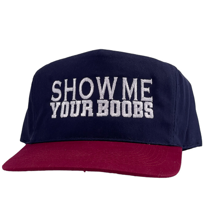SHOW ME YOUR BOOBS Vintage Strapback Cap Hat For Her or Him Custom Embroidered