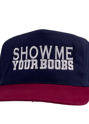 SHOW ME YOUR BOOBS Vintage Strapback Cap Hat For Her or Him Custom Embroidered