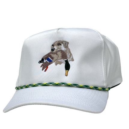 Lab Duck in Mouth Hunting Dog Golf Rope SnapBack Cap Hat Custom Embroidered