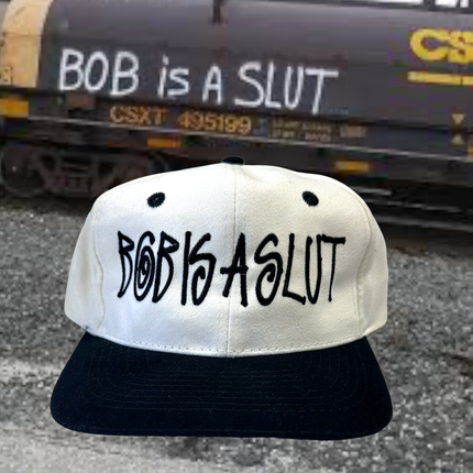 BOB is a Slut Vintage Funny Meme Strapback Cap Hat Custom Embroidered