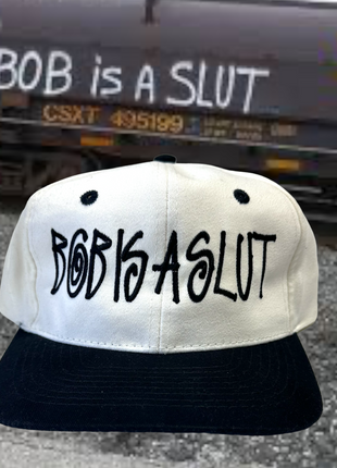 BOB is a Slut Vintage Funny Meme Strapback Cap Hat Custom Embroidered