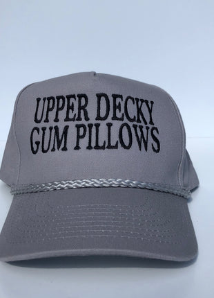 Upper Decky Gum Pillows custom embroidered gray rope snapback cap hat
