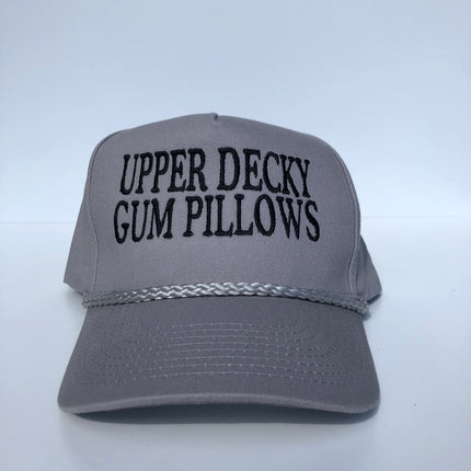 Upper Decky Gum Pillows custom embroidered gray rope snapback cap hat