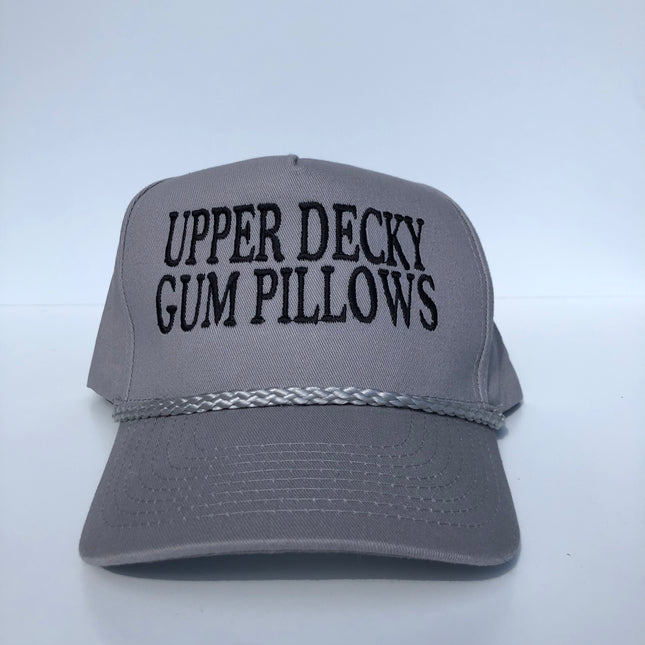 Upper Decky Gum Pillows custom embroidered gray rope snapback cap hat