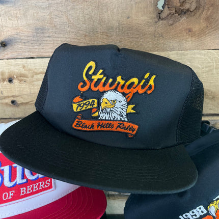 Vintage Sturgis 1994 Harley Davidson Black Hills Rally Mesh Trucker Snapback Cap Hat Made in USA
