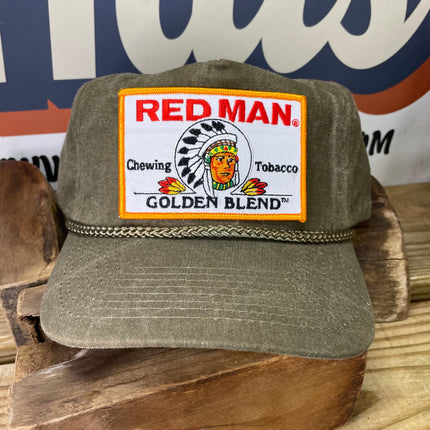Custom Red Man Golden Blend Chewing Tobacco Rope Snapback Cap Hat