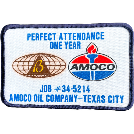 Vintage Perfect Attendance One Year Amoco Oil Company 4.25”x2.75” Sew On Rectangle Patch