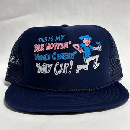 Vintage This is My Bar Hopping Women Chasin Party Cap Navy Blue Mesh Trucker SnapBack Cap Hat DEADSTOCK Never Worn