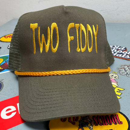 Rowdy Roger Official Two Fiddy Mesh with Yellow Rope Snapback Hat Cap