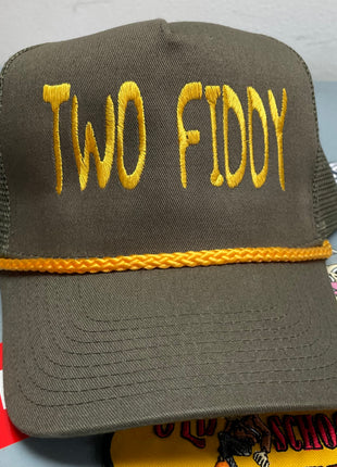 Rowdy Roger Official Two Fiddy Mesh with Yellow Rope Snapback Hat Cap