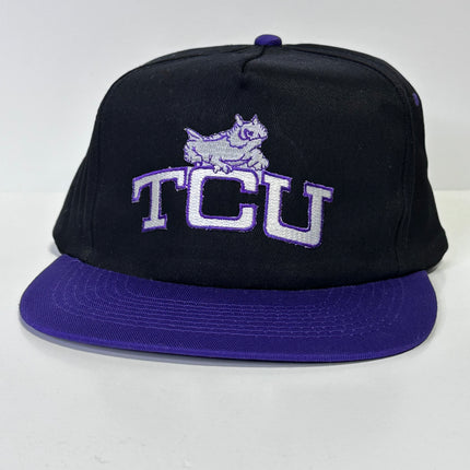 Custom TCU Vintage BLACK Purple SnapBack Cap Hat