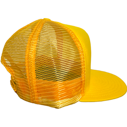 Vintage Yellow High Crown Trucker Mesh SnapBack Hat Cap