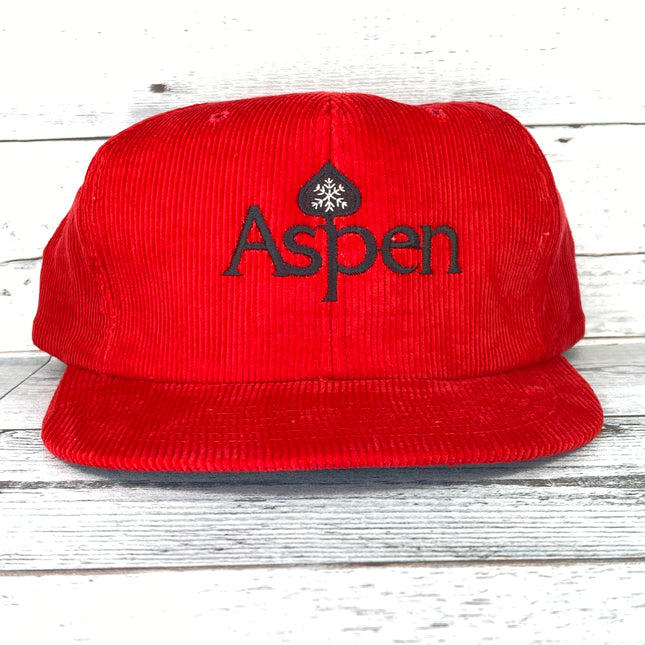 Vintage Aspen Colorado Red corduroy Snapback hat cap