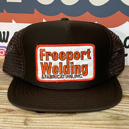 Custom Freeport Welding and fabricating Vintage Brown Mesh Trucker SnapBack Hat Cap Ready to ship